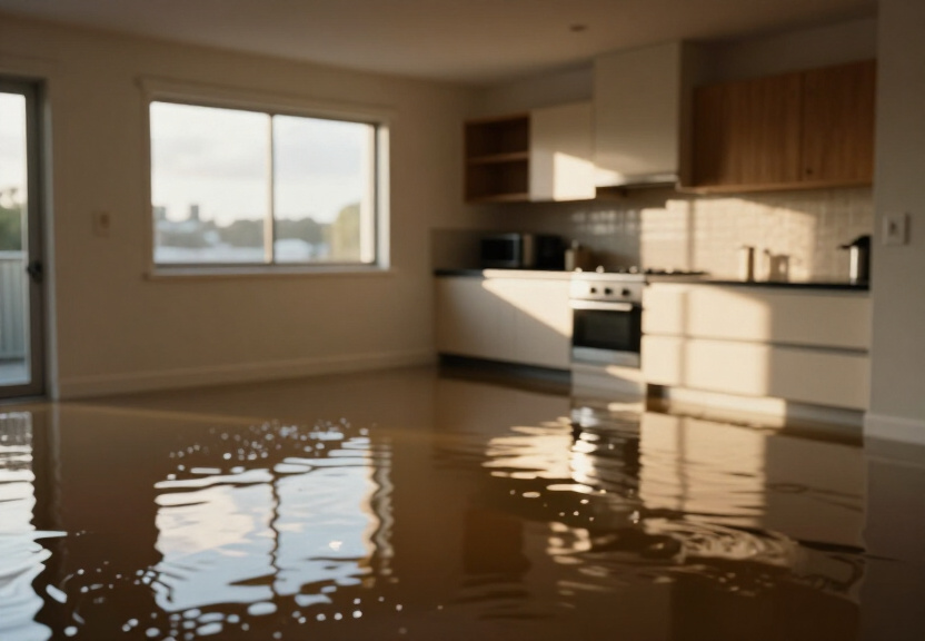 Flooded warehouse in Sutherland before drying